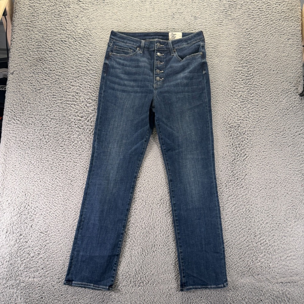 Cosmic Blue Love Jeans Women 31x30 Blue Cotton Denim Straight Button-Fly Stretch